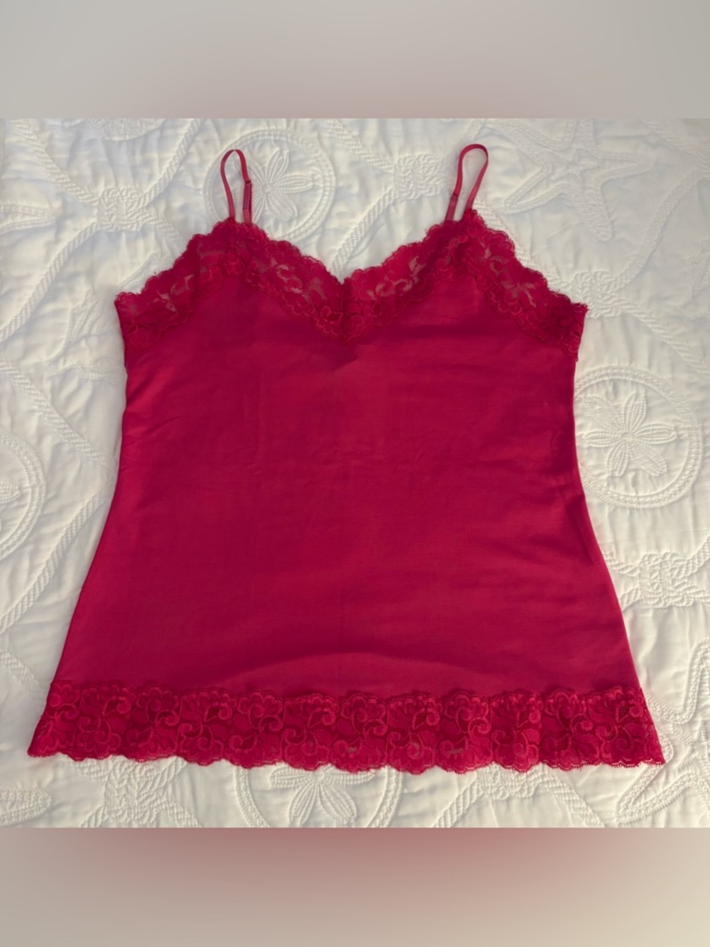Black House/White Market Fuchsia Lace Trim Cami w/Adjustable Spaghetti Strap